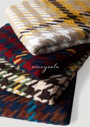 Mode automne hiver fête de noël chaud doux couleur grille laine cachemire petit plaid écharpe châle double usage quatre couleurs
