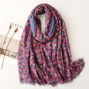 Mode herfst vrouwen viscose sjaal polka floral franje dubbele kant sjaals en wraps vrouwelijke foulards echarpe moslim hijab