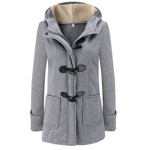 Abrigo de lona de mezcla de lana para mujer, abrigo de moda de otoño, chaqueta de manga larga con cuello encapuchado para mujer, abrigo ajustado con cremallera, prendas de vestir YF158