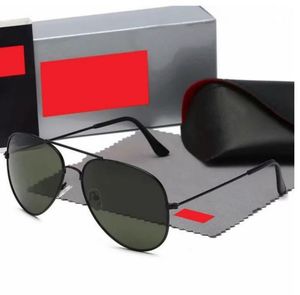 Fashion pilotenzonnebril heren designer zonnebrillen voor dames UV400-bescherming Shades Echt glazen lens Goud metalen frame Driving Sunnies met originele doos