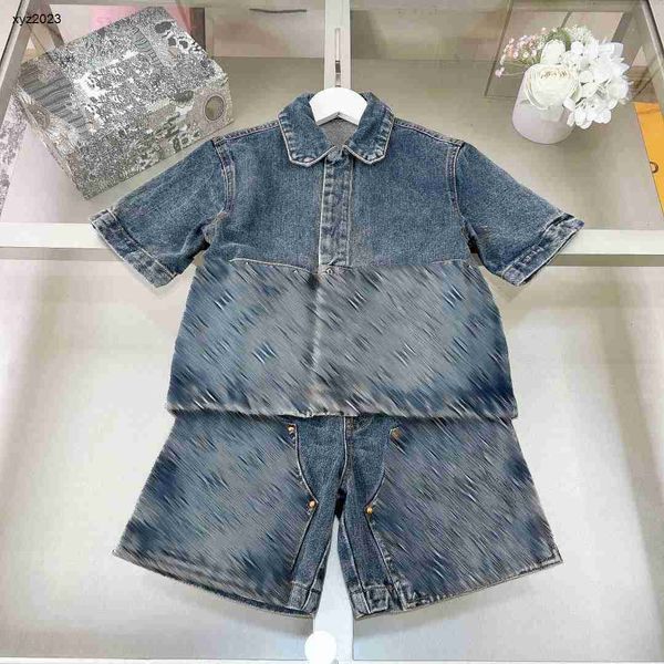 Moda Baby Denim Conjunto de dos piezas de verano TIRA DE PISTAS DE CIRDEN DE SUMERA 100-160 LOGO JACQUARD BIENS CAMISA Y CUCHAS DE MANAVA CORTA 24FEB20