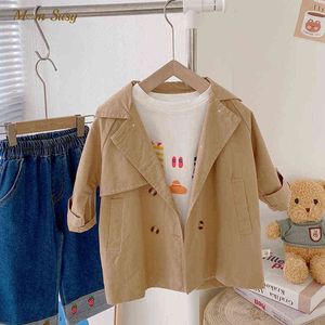 Fashion Baby Girl Boy Trench Cotton Baby Peuter Kid Kid Windscherm Jack Autumn Spring Fabric Jacket Child Runaway Cloths 1-7y J220718