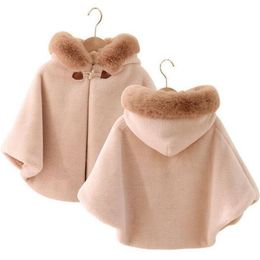 Fashion Baby Girl boys Cloak Faux Fur Poncho Winter Infant Toddler Child Princess Hooded Cape Collar Outwear Top Warm kids Baby Clothes