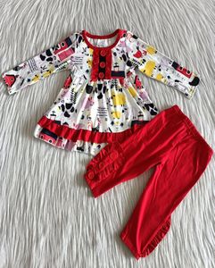 Mode baby meisje merkkleding boutique kinderkleding sets melkzijde boerderij print peuter meisje kleding schattige baby outfits1999338