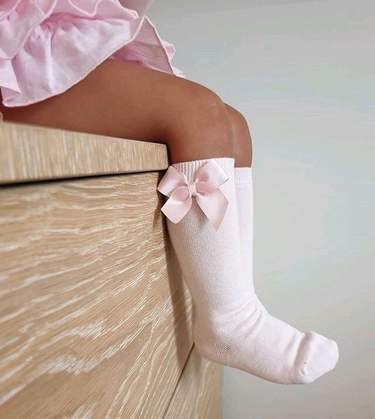 Calcetines de algodón a la moda para niñas, calcetines INS para niños, lazos de cinta, pierna de princesa, volantes para niños, calcetín tejido hasta la rodilla 3/4 A3341