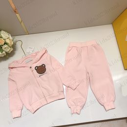 mode baby meisjes jassen sets merk kids sport sets roze designer kinderen trui Ronde hals beer pak katoen herfst kleding sets 2023fw nieuw winter kleding