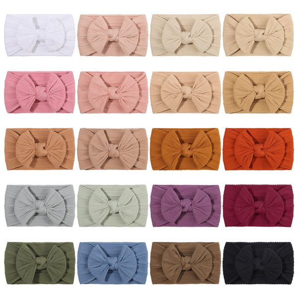 Diademas para bebés Cinta elástica Lazos para la cabeza Tejido jacquard Banda para la cabeza con lazo de ala ancha Tocados infantiles Accesorios para el cabello para la cabeza 20 colores