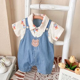 Mode bébé combinaison mignon vêtements ours filles garçons denim Jumps combinais