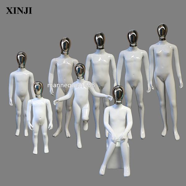 Mode Baby Mannequis Hanger Modèles Kid Mnikins Plein Body Glossy White Mannequin Enfants Mannequins pour Vêtements