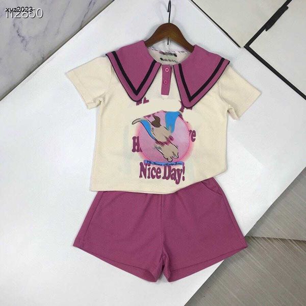 Fashion Baby Track Spints estampado Elephant Summer Traje de manga corta para niños Tamaño de ropa de diseño 90-150 cm Camisetas y pantalones cortos 24 abril