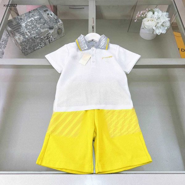 Mode bébé survêtements été T-shirt ensemble enfants vêtements de marque Taille 100-150 CM enfant POLO et grande poche short jaune 24Feb20