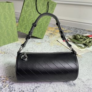 Sac à main Borsa di design en cuir véritable de vache sergé, sac cylindrique minimaliste à main, sac d'oreiller rétro pour femmes, 2024