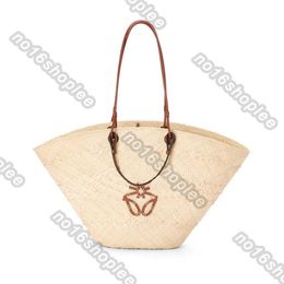 Fashion tas Anagram Basket Handtassen Designer Dames TOTE Tassen Grote Iraka Palm Vezel Vezel Leer Strandzakken Dames Purtus284B