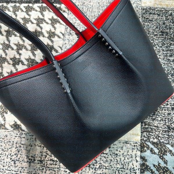 Bolso de moda Cabata Totes de diseñador Remache de cuero genuino Bolso de fondo rojo Bolso famoso compuesto Bolsas de compras Estilo extranjero