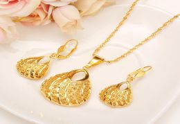 Fashion tas hanger oorbel set vrouwen feest cadeau echt 24k gele fijne vaste goud gevulde ketting oorbellen sieraden sets8389576