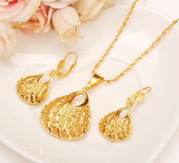 Fashion tas hanger oorbel set vrouwen feest cadeau echt 24k gele fijne vaste goud gevulde ketting oorbellen sieraden sets2155207