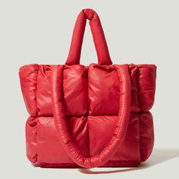 Mode tas tas nylon pluizig groot voor vrouwen dons katoen handtas kwaliteit shopper schouder vrouwelijke winter casual top-hendel S 1130
