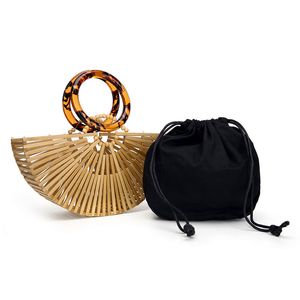 Sac à main femme sac à main design tissé en bambou sac de plage polyvalent