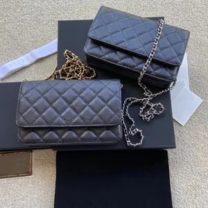 Bolsos de moda de alta calidad para mujer, billetera clásica con cadena de caviar, bolso Woc, piel de becerro brillante granulada, bolsos cruzados, bolso de hombro