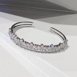 Bracelet Baguette de promesse en Zircon 5A, or blanc, rempli de fiançailles, de mariage, bijoux de mariée, Bracelets pour femme