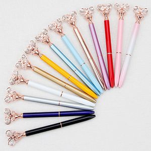 Mode Balpen Pen Bullet Type 1.0 Diamond Butterfly Pen Office Briefpapier Creatieve Reclame Promotie Metalen Pennen
