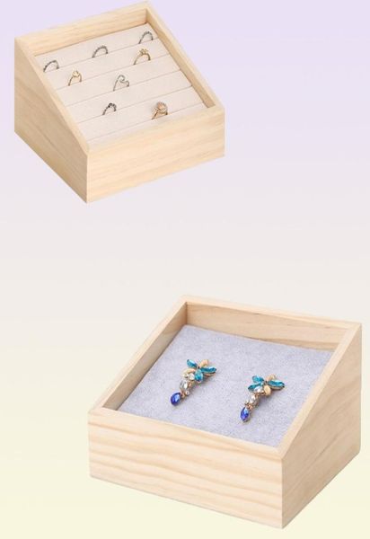 Mode bambou velours bijoux présentoir anneau boîte boucle d'oreille collier Bracelet pendentif affichage organisateur bijoux Storage3142851