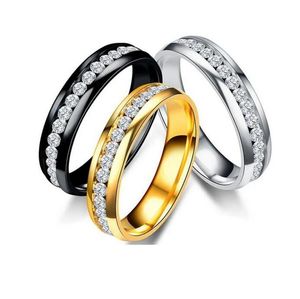 Fashionband ring roestvrijstalen kristallen trouwringen voor vrouwen mannen topkwaliteit goud vergulde heren ring sieraden