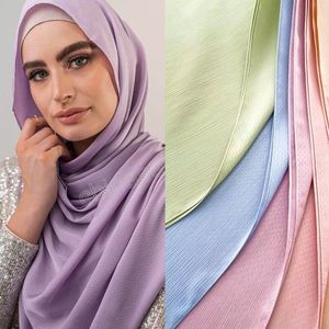 Fashion Bandana Hoofdband Hijab Satin Silk Crepe Crinke Hajab sjaal Vrouwen Moslimhoofdscarf Wraps Foulard Tulband