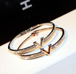 Mode Bangle Simple Micro Inlaid Diamond Word Lady Armbanden voor Vrouwen Temperament Exquisite Luxe Bangle Jewelry GC878