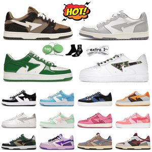 Moda Bapestas Zapatos casuales Atlético Bapesta Baped Sta SK8 Diseñador Zapato Mujer Hombre Negro Gris Naranja Uniones Blanco Azul ABC Camo Rojo Plataforma Zapatillas de deporte Entrenadores