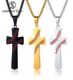 Collier pendentif de baseball de mode pour femmes hommes créatif en acier inoxydable Religion chrétienne collier gravé Seigneur Bible bijoux-Y1863700