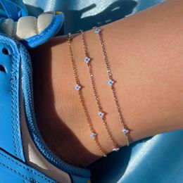 Fashion Beach Anklets Designer Blue Flower Anklet Bijoux vintage Bijoux 18K Chaînes plaquées Métal Chaîne For Girls Mothers Fay Chrismas Party Holiday Gift