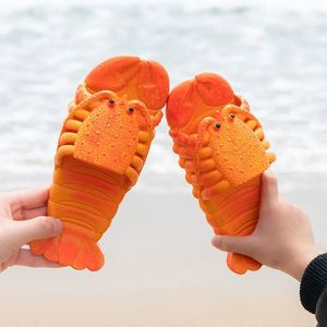 Sandales de plage à la mode pour femmes et hommes, chaussures d'été plates pour dames, diapositives de homard souples, pantoufles familiales de 15cm 28cm, sandales d'animaux pour femmes