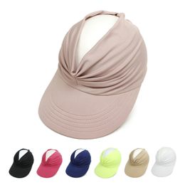 Chapeau de soleil de plage pour femmes, casquette creuse élastique, visière solaire pour filles, casquette de Sport d'extérieur, 9 couleurs unies, printemps et été