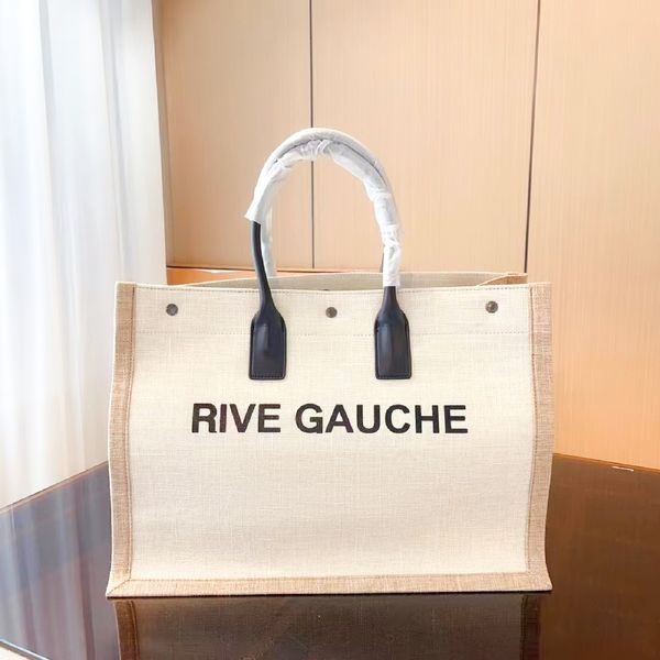 Créateur de mode Femmes Hommes Embrayage Voyage Sac de plage Poignée supérieure Rive Gauche Sac à main en lin Sacs à main Sacs à main de luxe Toile Grande capacité Shopper Sacs à bandoulière