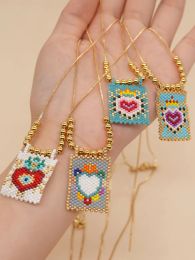 Colliers de perles à la mode pour femmes, collier d'amour, bijoux Boho Miyuki, pendentif fait à la main