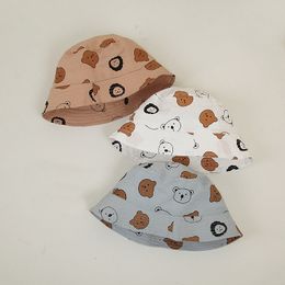 Fashion Bear Print Children Fisherman Caps Baby Girl Boy Cotton Panama Hat Summer Outdoor Sunshade Kids Emmer Caps voor 2-6y 220611