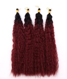 Mode Mooi Haar Kinky Gehaakte Vlechten Afro-Amerikaanse Synthetische Extensions Ombre bordeaux kleur3869365