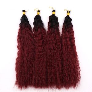Moda hermoso cabello rizado trenzas de ganchillo extensiones sintéticas afroamericanas Ombre color burdeos 5995175