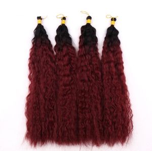 Mode Mooi Haar Kinky Gehaakte Vlechten Afro-Amerikaanse Synthetische Extensions Ombre bordeaux kleur5995175