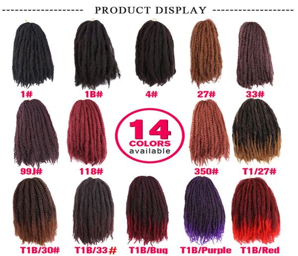 Extensiones de belleza de moda Trenzas Marley sintéticas de 18 pulgadas con cabello trenzado de crochet rojo, marrón y negro Ombre 2111778