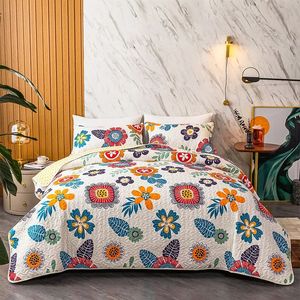 Mode beddengoed gewatteerde sprei bloemenprint patchwork dekbed zomer dekbed deken cubrecam bedovertrek colcha geen kussensloop 240227