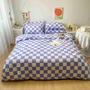 Juego de ropa de cama de moda Hot Checkerboard Boys Girls Single Double Queen Size Sábana plana Edredón Funda nórdica Ropa de cama L220711