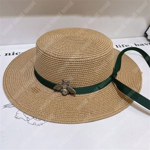 Mode abeille concepteur chapeau de paille large bord femme été luxe chapeau de plage pour homme vacances classique Riband Sunhat Bob Casquette