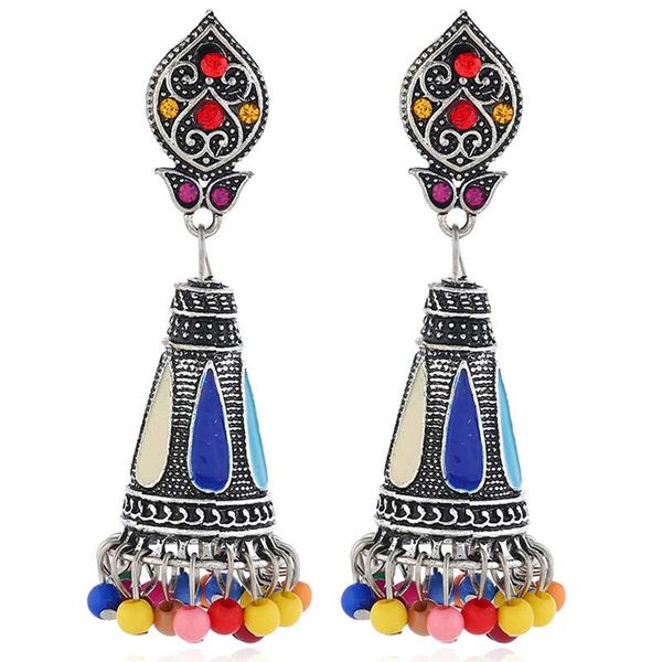 Mode-cloche diamants balancent boucles d'oreilles pour les femmes occidentales vente chaude bohème vacances style alliage strass perles mode boucle d'oreille bijoux
