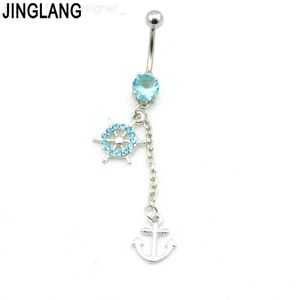 Gratis verzending mode navel ringen roestvrij staal bengele anker roer nep navel body piercing sieraden l230808