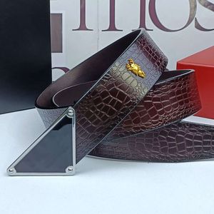 Cinturón de moda para hombres Cinturón de diseñador Letra P Hebilla lisa Patrón de cocodrilo Cinturones de cuero genuino Hombres Mujeres Vestido de negocios Jeans Pretina Ancho 3.8 cm