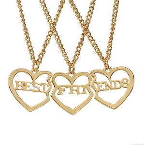 Mode Meilleurs Amis Coeur Brisé Pendentif Collier Mode 3pcs / set Couture Meilleurs Amis Pour Toujours Petite Amie Couple Collier G1206