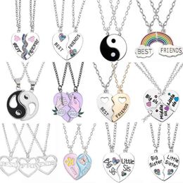 Mode beste vrienden honing liefde paar hanger ketting2 stks / set regenboog gebroken hart choker gift vriendschap sieraden groothandel G220310