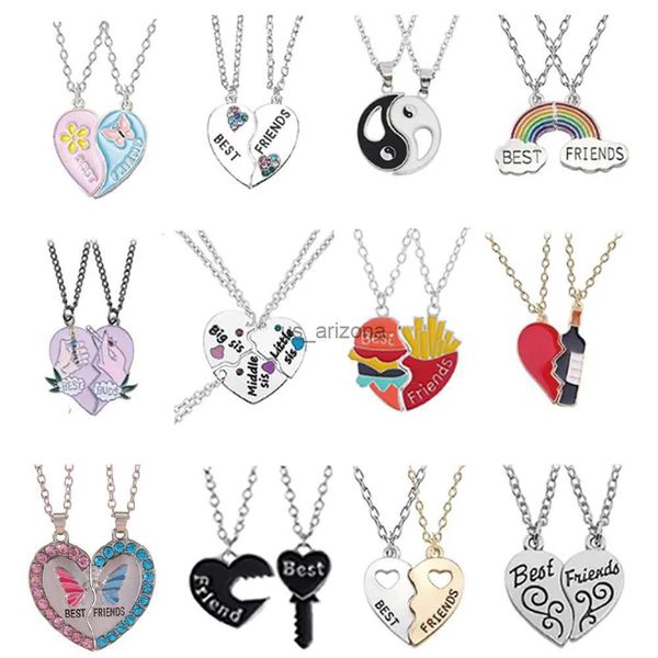 Moda mejores amigos miel amor pareja colgante collar 2 unids/set cadena estrangulador corazón roto BFF buena amistad joyería regalo L230620